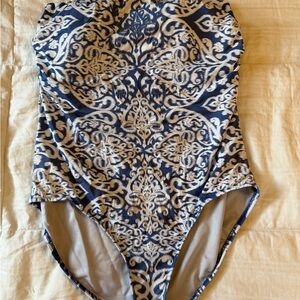 Lands' End Blue and White Swimsuit